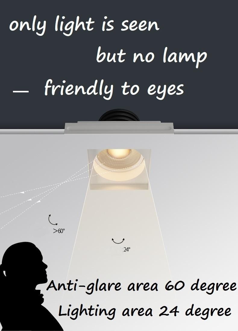 Retrofit Recessed Epistar LED GU10 Spot Lights Trimless COB Ceiling LED Downlight 15/24/36 Degree