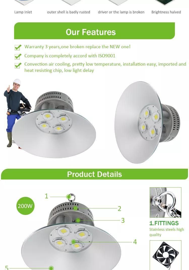 Aluminum High Light Efficiency LED High Shed Light Open Installation Can Be Hung Equipment LED Light 50W-400W