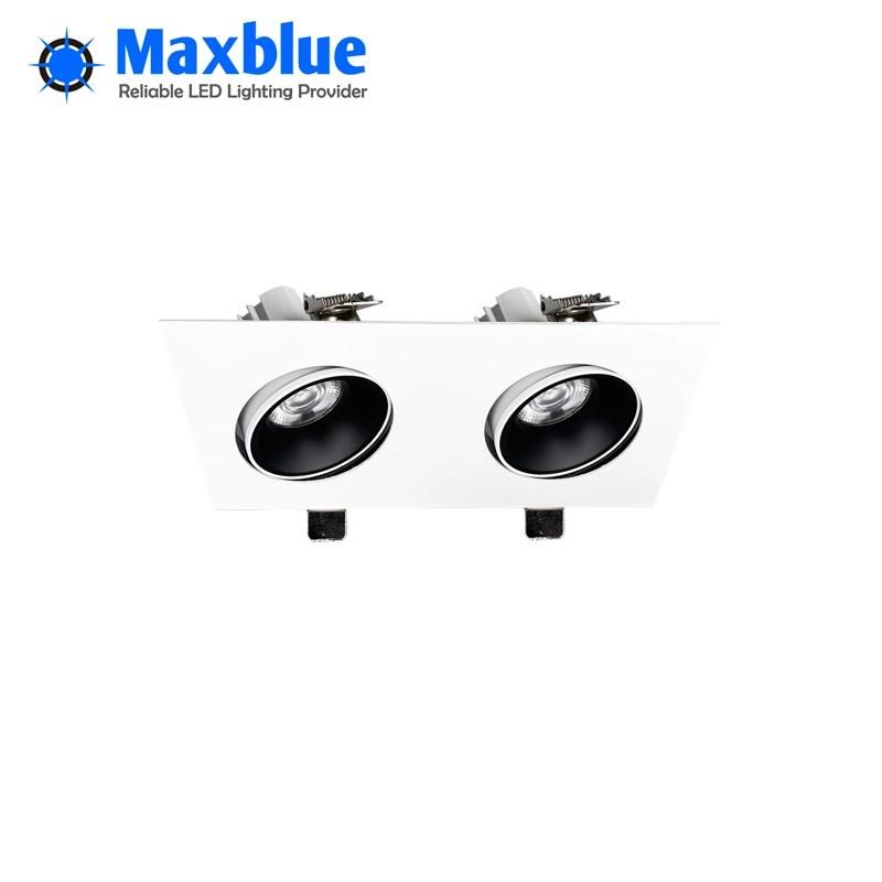 12W*2 Anti Glare Rectangle Double Head Spot Recessed LED Ceiling Downlight Dimmable