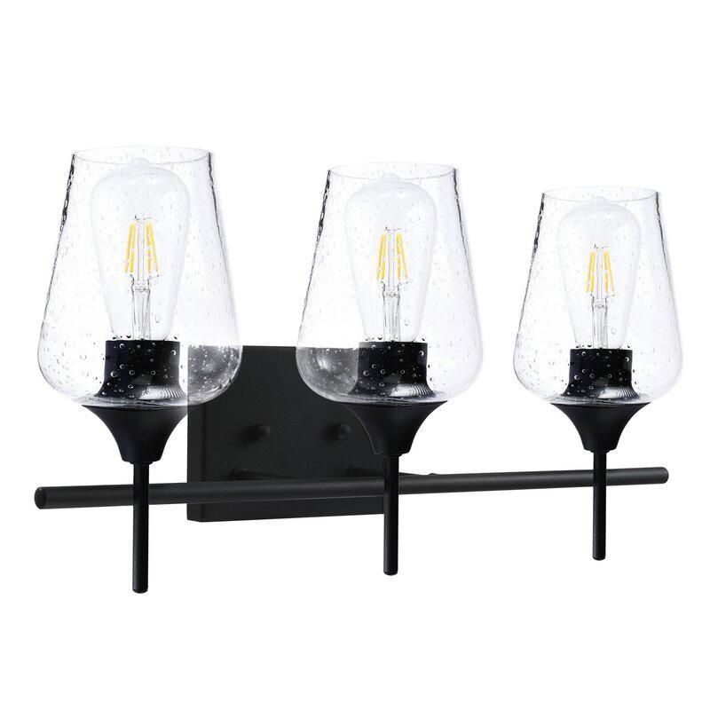 Export Amazon 3 Head Mirror Creative Industrial Style Bathroom Light Wrought Iron Glass Black Wall Lamp