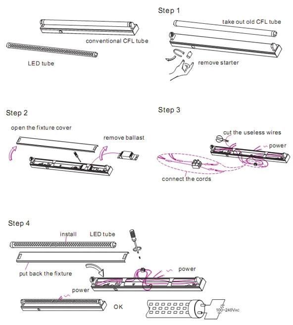 Nanometer Materials High Lumen 1200mm 18W T8 LED Fluorescent Tube