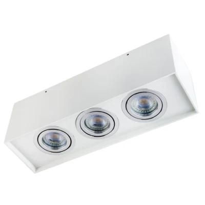 High Quality Ceiling Spotlight Square LED GU10 Downlight Fixture 3 Heads for Shops