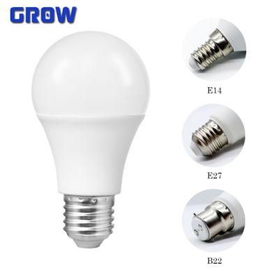 A60 CE RoHS ERP Approval 7W Plastic Aluminum E27 B22 LED Bulb Light for Indoor Lighting and Home Decoration