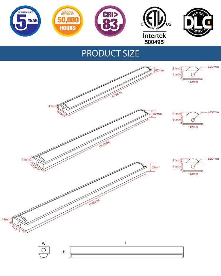 22W 30W 40W 60W Shop LED Batten 4FT Linear Light