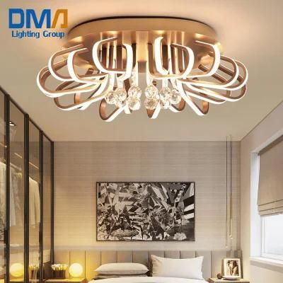 Rose Gold Finish LED Ceiling Lamp Smart Control Living Room