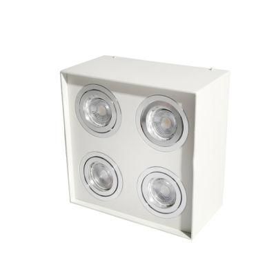 3-Year Warranty Ceiling Spotlight 4units Square Aluminum GU10 Housing Surface Mounted LED Downlight