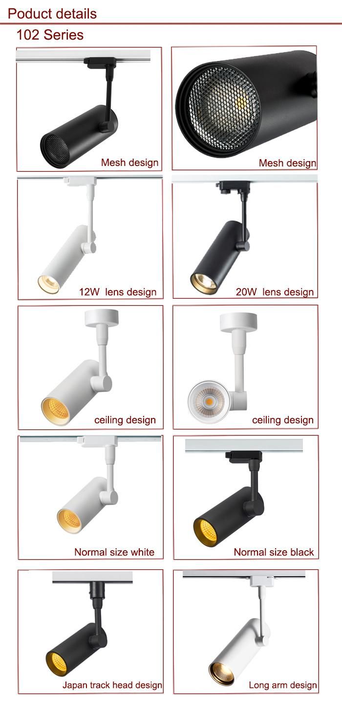 Aluminum Small COB Track Light Housing for Grocery Store Track Lighting System