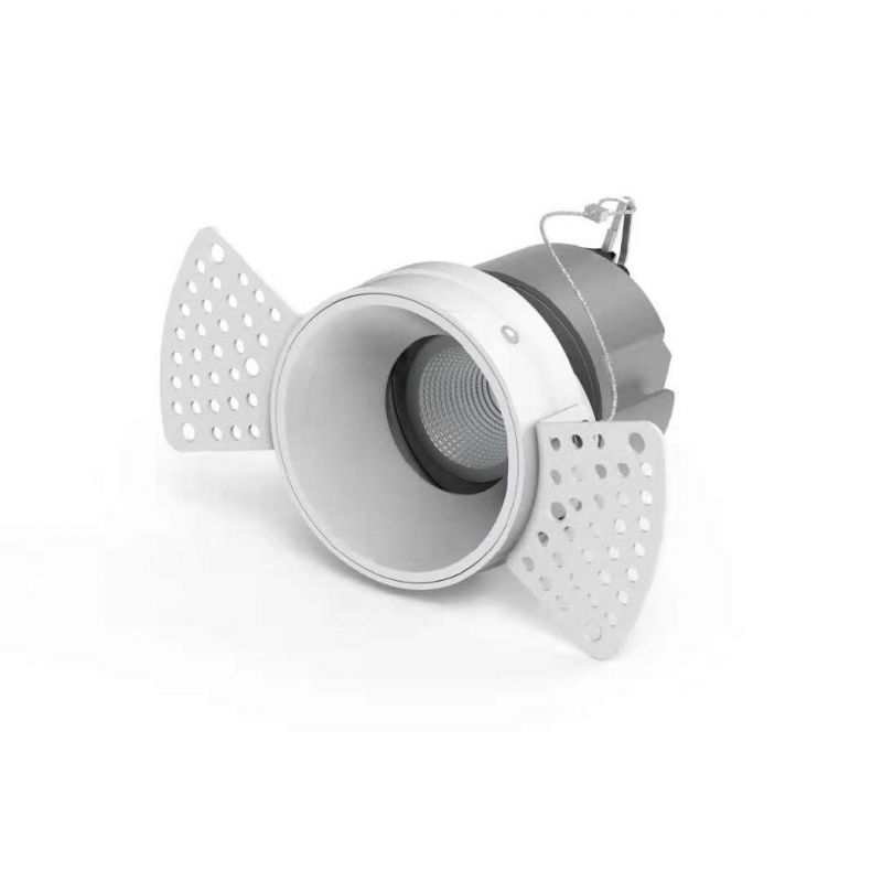 Round Shape Downlights LED COB Aluminum Recessed Trimless Downlight