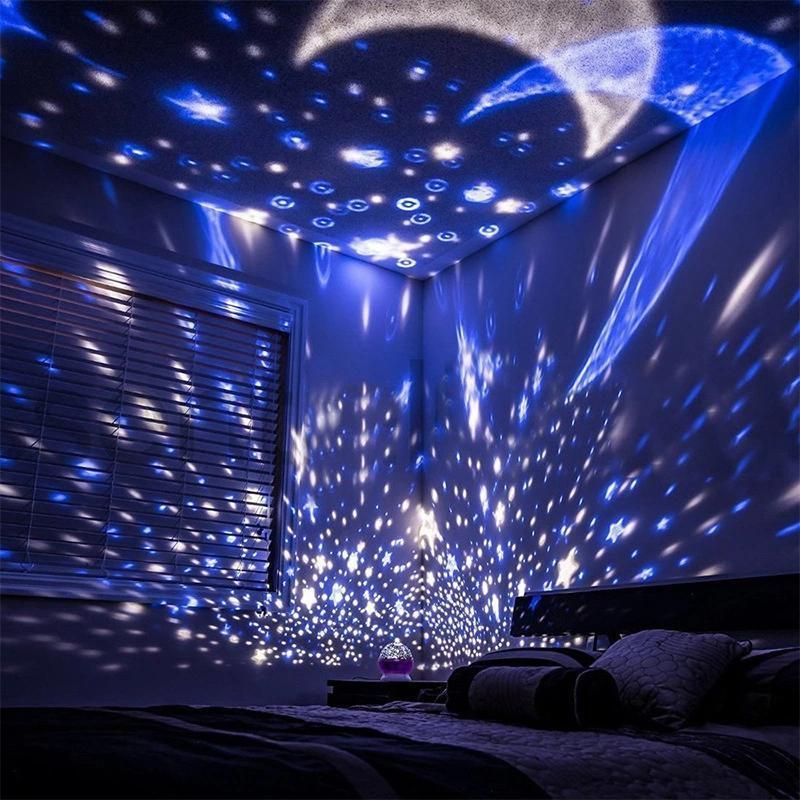 New 2021 USB Rechargeable Colorful Rotatable Baby LED Star Starry Night Light Projector for Kids