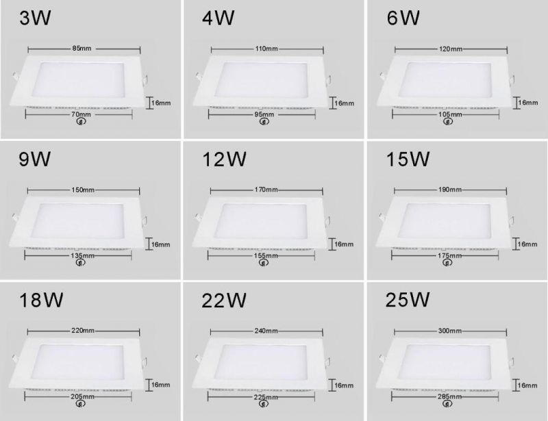 12W LED Panel Light 170*170*16mm