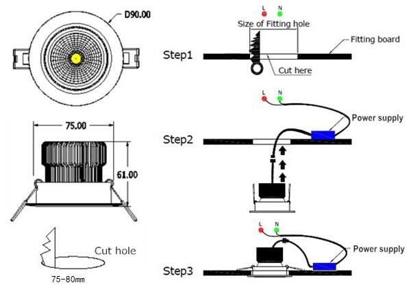 Beam Angle15-60 Degree COB Chip Light Source Ceiling LED Light