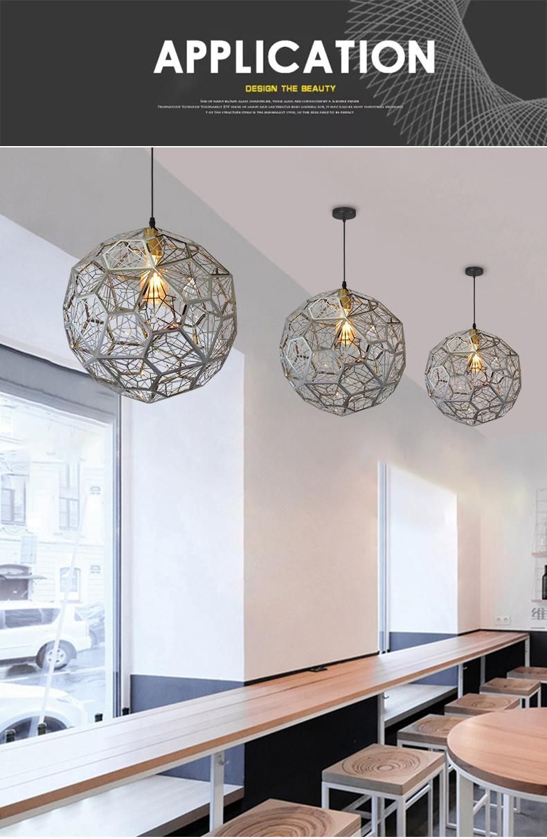 Modern Simple Stainless Steel Polyhedral Ball Chandelier Creative Geometric Mesh Chandelier