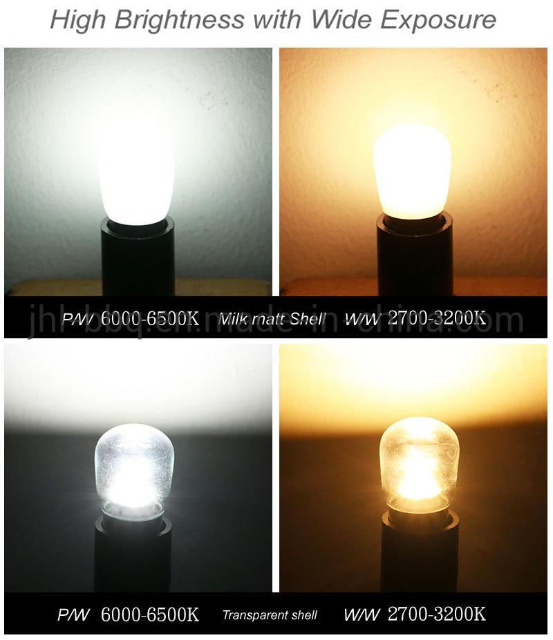 LED Bulb T22 E12 and E14 Special Designed for Application of Electronic Refrigerator with Ceramic Body and Milk Matte Glass Shell or Transparent Shell