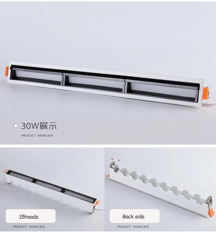 Modernization Meeting Room Aluminum Recessed 10W 20W 30W LED Linear Grille Lamp Down Light for Building Ceiling Luminary