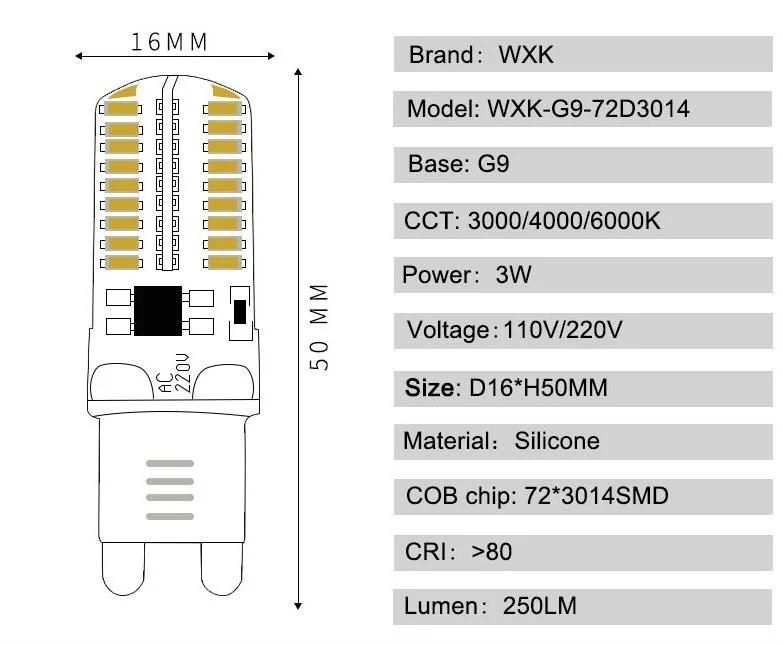 G9 LED Bulbs 3W Equivalent 40W Halogen Bulbs 250lm 3000K Warm White 220-240V G9 LED Light Bulbs