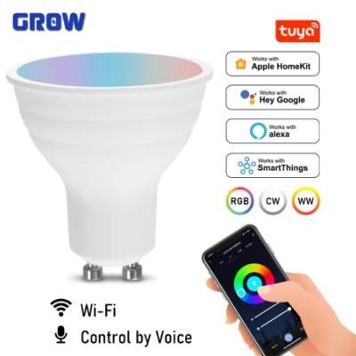 Voice Control 5W GU10 RGB Smart Light Bulb Dimmable WiFi LED Magic Lamp AC 220V Work with Alexa Google Home