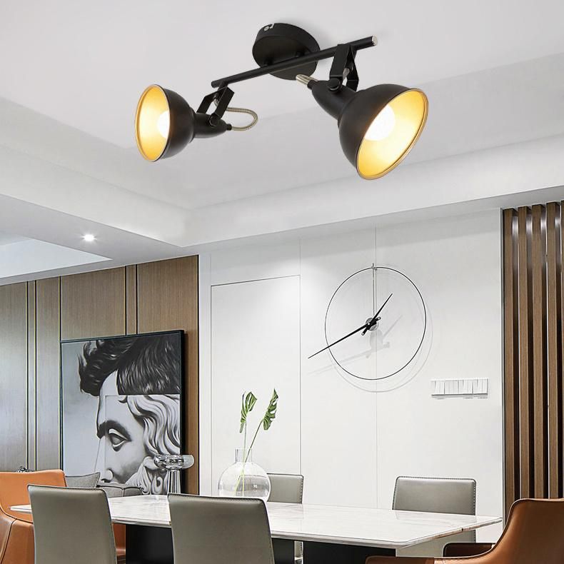 Modern Ceiling Light, Retro/Vintage Design, 2 Rotatable Spotlights, Metall Black-Gold Look, E14, IP20, Max: 40 Watt