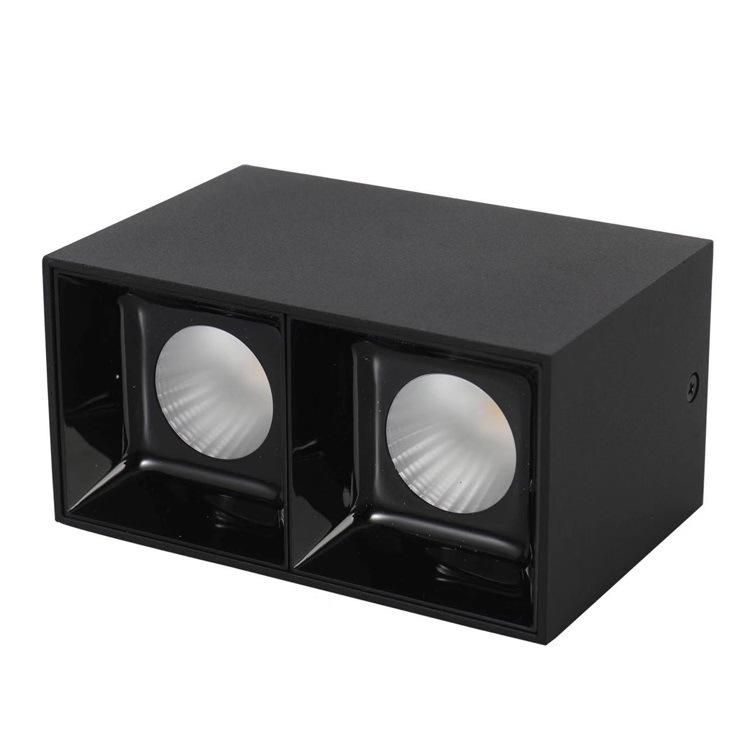 China Manufacture Morden COB LED Square Adjustable Black Indoor Surfacer Mounted Square 12W LED Downlight