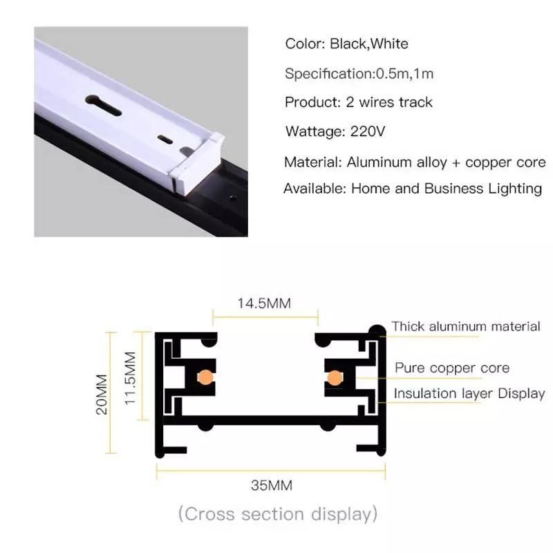 Right Angle Connector Line Connector Track Lamp Box 1m 0.5m Track Light Rail Accessories LED Track Lighting