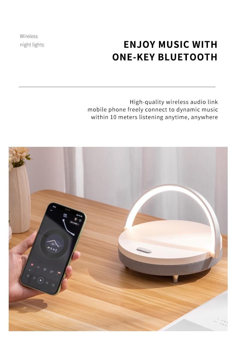 2021 Hot New 15W 10W LED Desk Lamp with Phone Wireless Charger Wireless Phone Charger Lamp Bt Speaker