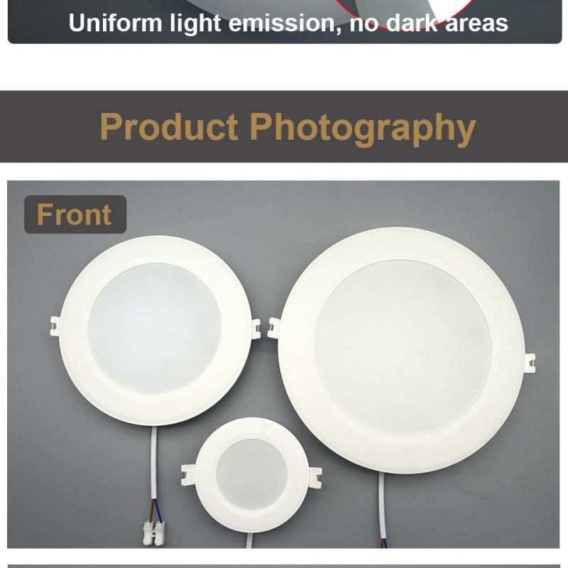 Factory Direct High Quality Indoor Lighting Recessed Round Slim Panel Light SMD 6W 10W 14W 17W 20W 24W LED Downlight