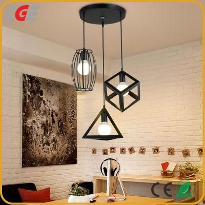 Nordic Retro Iron Restaurant Chandelier Three-Head Black Color Round Linear Base DIY Small Chandelier Aisle Hanging Lamps
