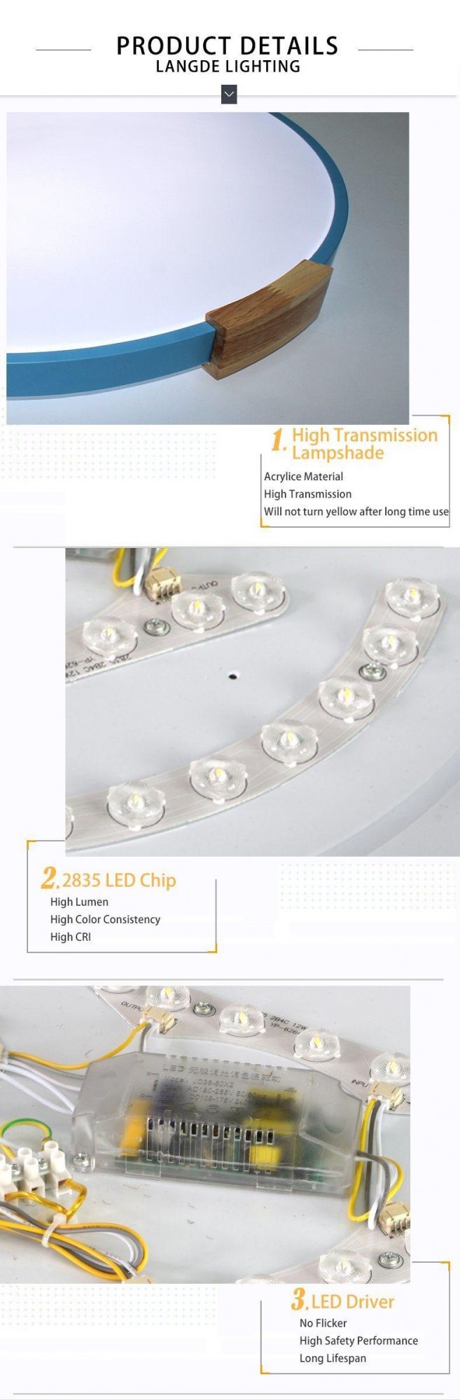 Langde Bedroom 24W 36W Color Changing Dimmable Remote Control Smart Acrylic Cover Round LED Ceiling Light Ld4179