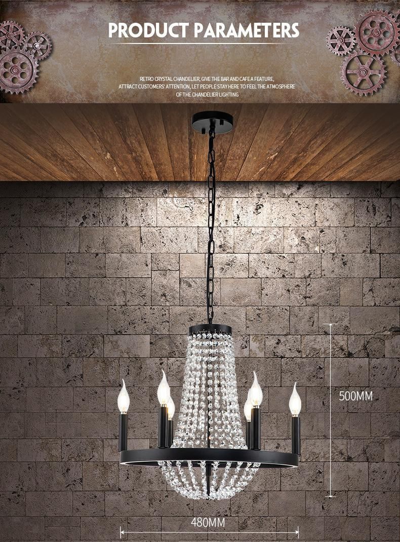 American Country K9 Crystal Chandelier Living Room Dining Room Lighting Vintage Home Decoration Lamp Fixtures