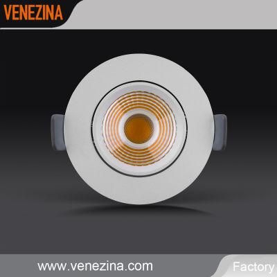 Cast Aluminum Adjustable and Dimmable COB LED Recessed Spot Light with Cutout 68mm