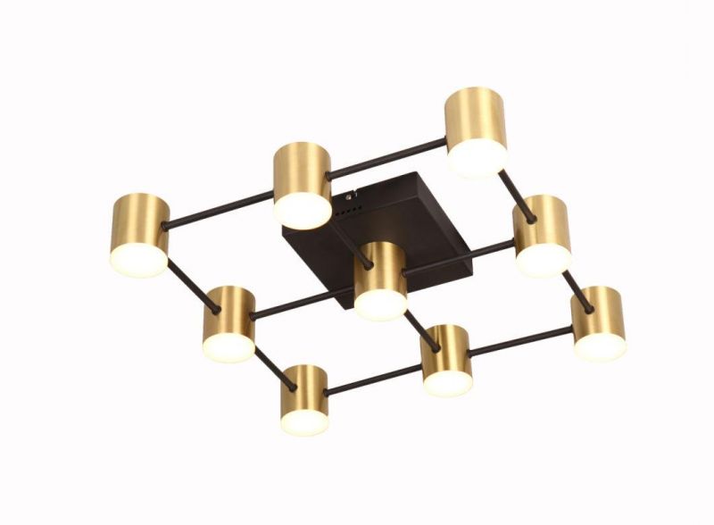 Masivel Lighting Modern LED Chandelier Light Brass Cylinder Decorative LED Pendant Light