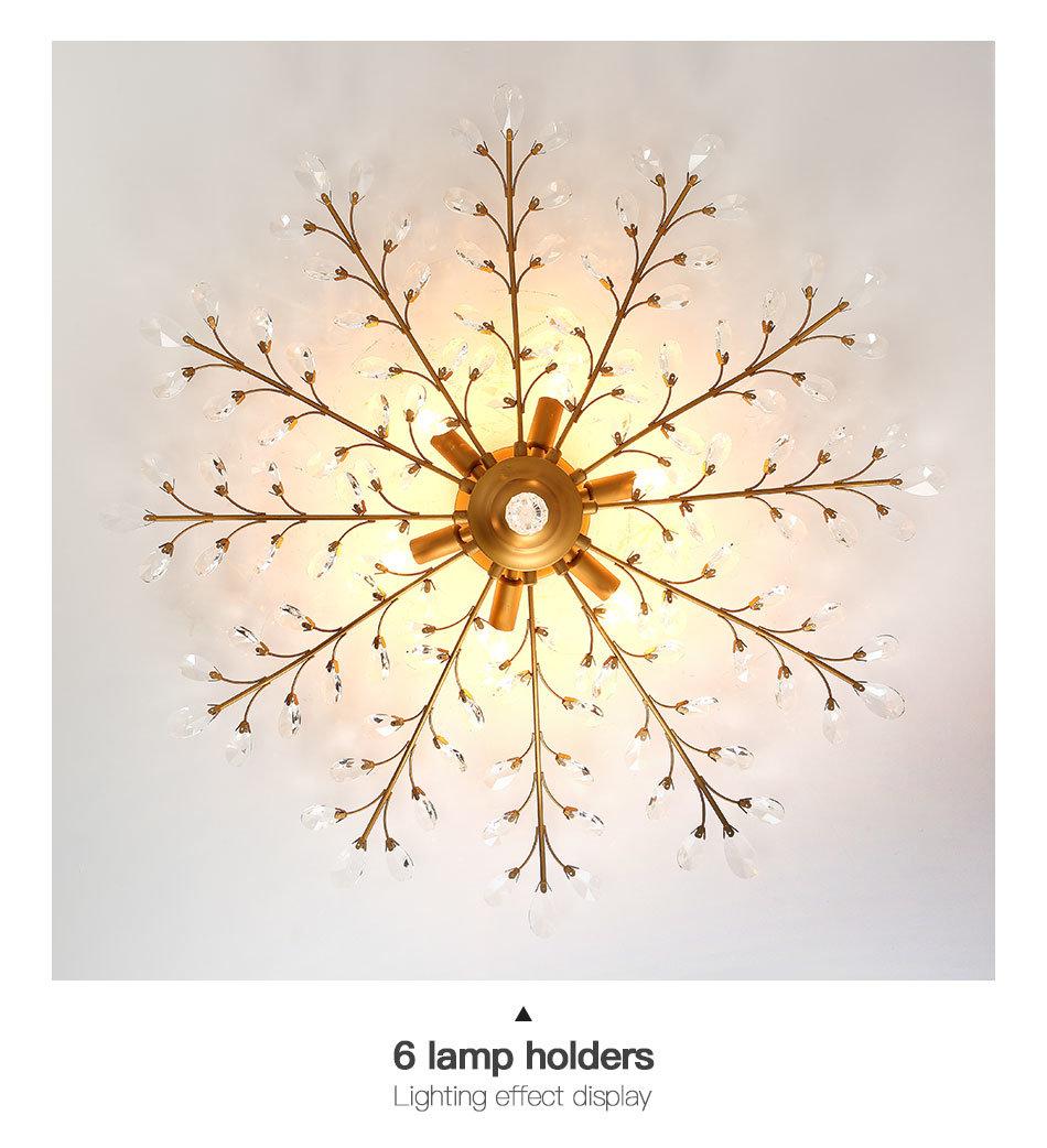 Artist Modern Decorative Chandelier Lighting Copper Branch High Class Crystal Lamp Pendant Light Home Villa Lamp