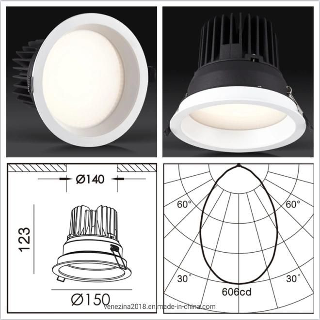 R6201 20W/25W/30W COB LED Spotlight Commercial High Power LED Recessed Spot Light with a High Efficiency Reflector of Optical