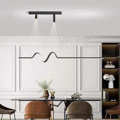 2022 Geometric Curve Lines Nordic Art Light Bar Dining Room Dining LED Pendant Lighting