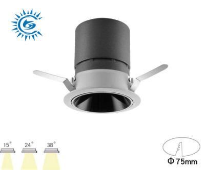 Aluminum Embedded Sky Illumination Angle 15&deg; 25&deg; 38&deg; CCT3000K/4000K/6000K COB LED Ceiling Lamp