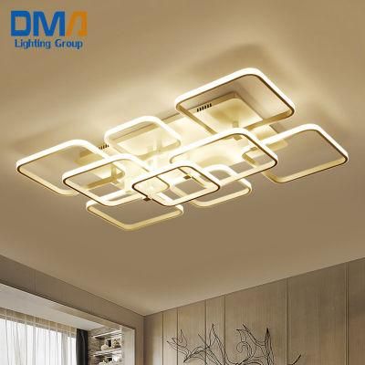 Rectangular Surface Mount Acrylic LED Ceiling Light Modern Dimming Design Living Room Semi Flush Ceiling Lamp