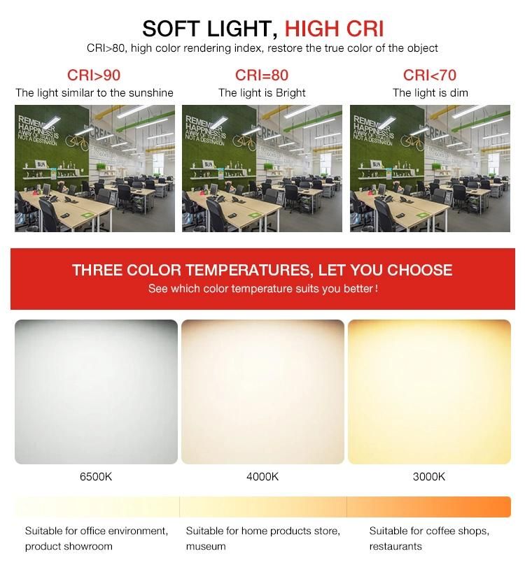 3 Color Temperature in One Light Industrial Lighting 20W 25W 32W 35W 40W 46W Linear Strip LED Shop Batten Light