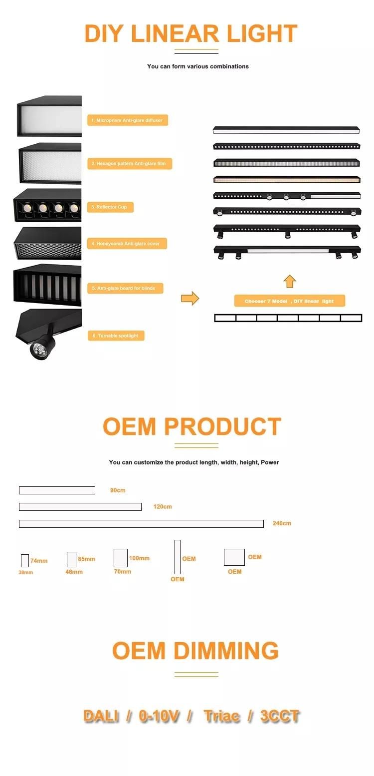 Aluminum Batten Tube Linear LED Light Manufacturer Office Hotel Malls Stores