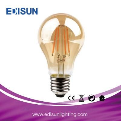 A60 4W 6W 8W E26 E27 B22 LED Filament Lamp Dimmable Bulb Light for Docoration