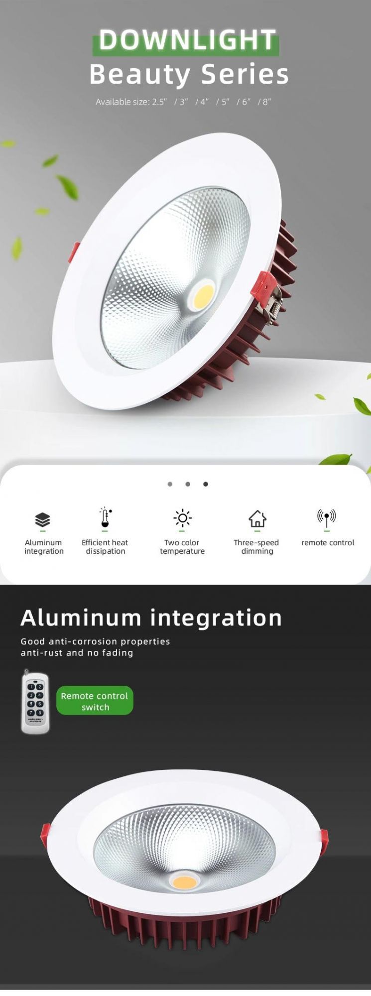 OEM/ODM 40W Aluminum Alloy Housing LED Downlight for Living Room with Remote Control Switch WiFi (WF-MR-40W)