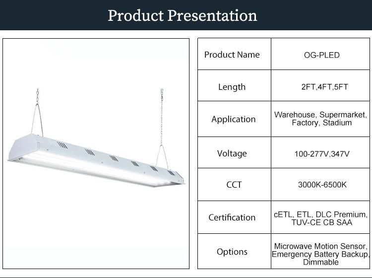 Warehouse 120W 160W 4FT LED Linear High Bay Light with Em Pack