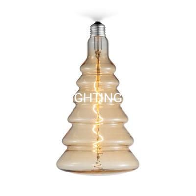 Dimming and No Flicker Christmas Tree-Shaped Decorative LED Spiral Filament Light Bulb