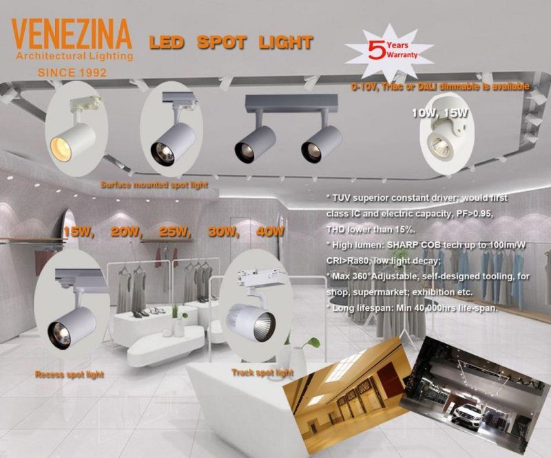 Nice Design LED Track Mounted Spot Light Dimmable 25W