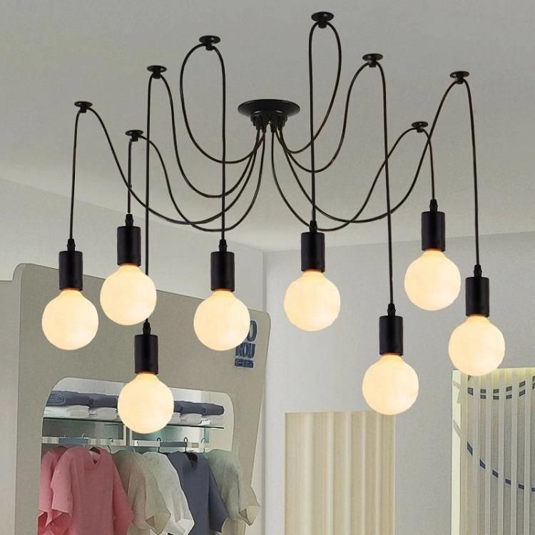Wholesale Price 8 Arms Rustic Modern Retro Adjustable DIY Ceiling Spider Chandelier Lamp Pendant Light