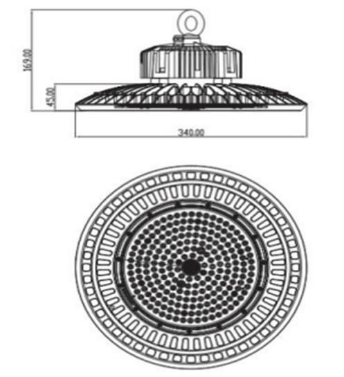 U Shape Bracket IP65 Aluminum LED UFO High Bay Lights 150watt for Freezers