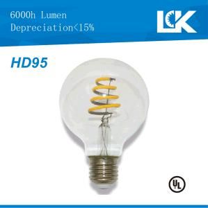 High CRI 95 6W 500lm G25 New Spiral Filament LED Light Bulb