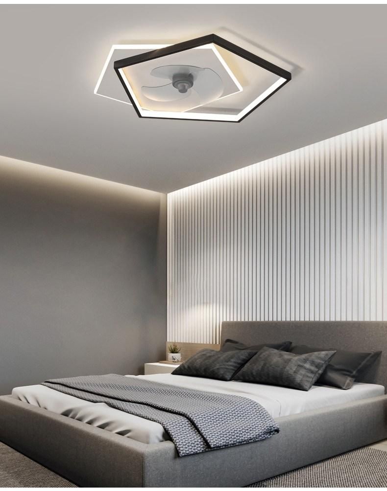 53W Modern Square Decorative Lighting Bedroom Fixture LED Ceiling Fan Light
