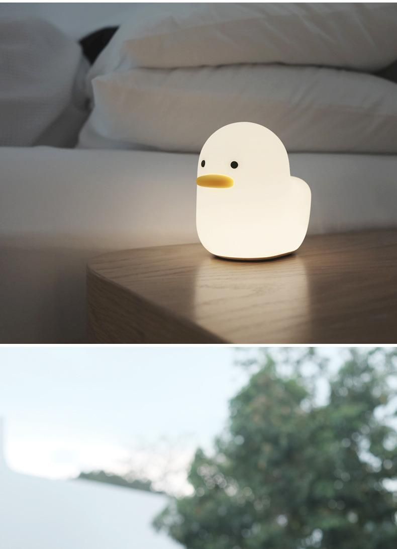 Duck Design Night Light Silica Gel Children Sleep with Pat Lamp Creative Lovely USB Lamp New Unique Gift Bedside Lamp