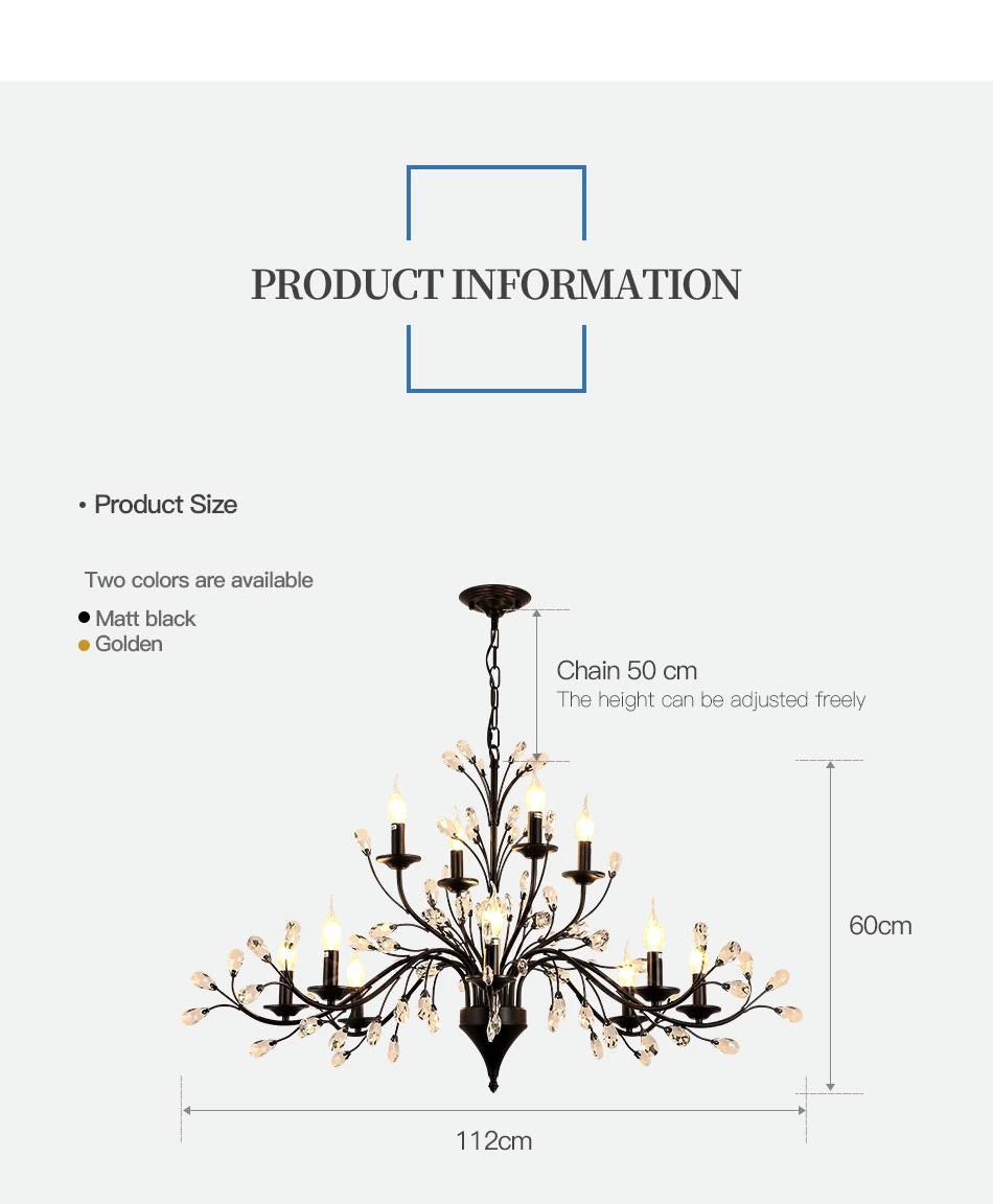 Wholesale Home Vintage Art Living Room Black Iron Lustre Type Lamp Pendant Lights Chandelier