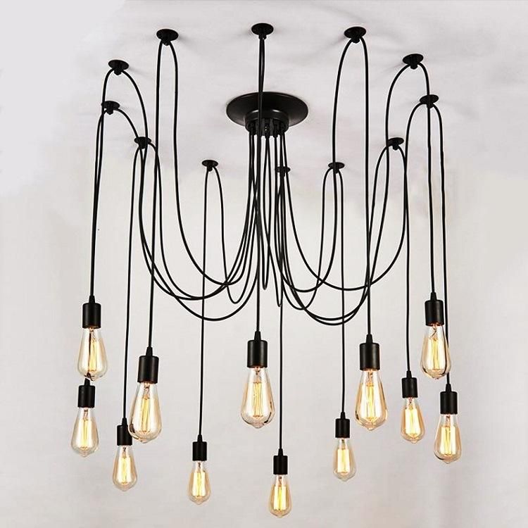 Industrial Pendant Lighting Adjustable DIY Vintage Style Spider Semi 12 Heads Ceiling Light