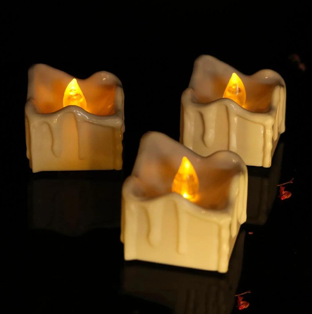 LED Yellow Flashing Square Tear Candle Light Flickering with Batteries for Home Decoration